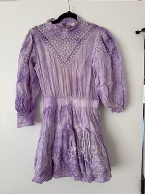 LoveShackFancy Lilac Embroidered Dress